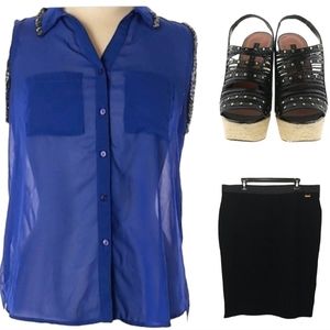 Bead Embellished Sleeveless Blouse